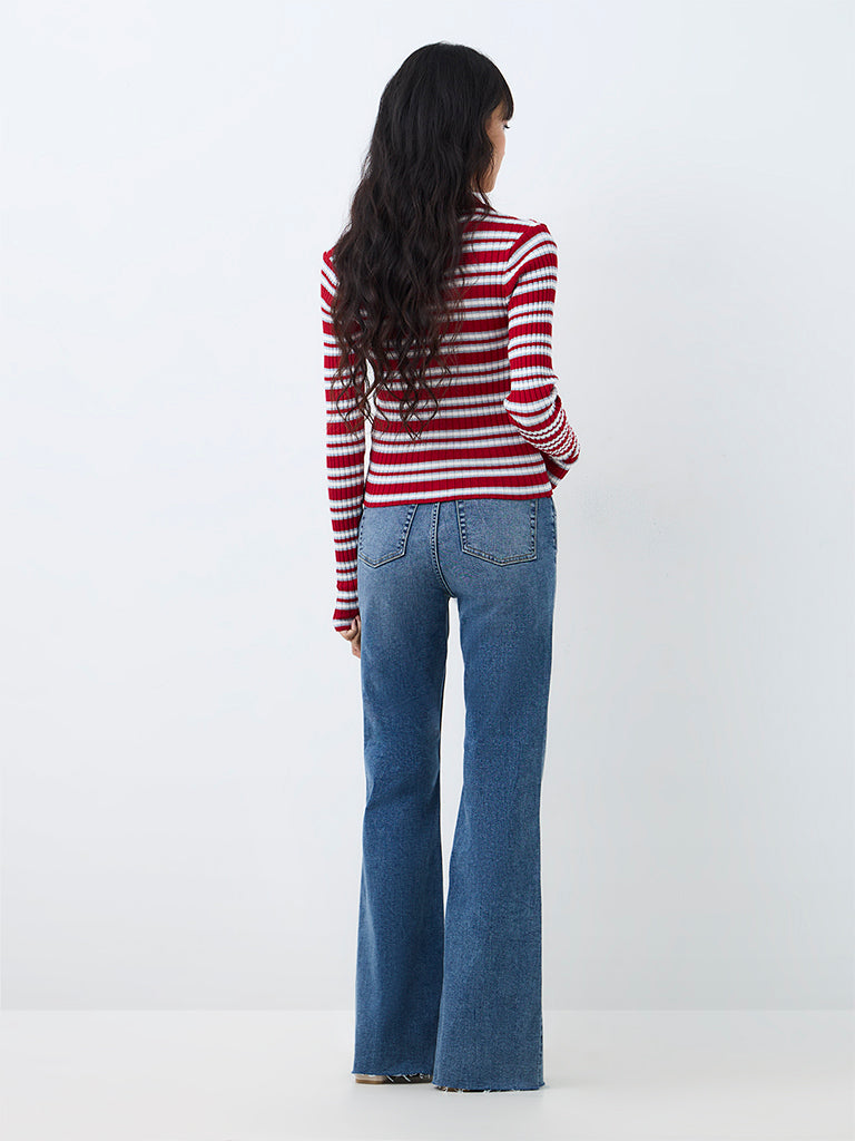 Nuon Blue Wash High-Waist Bootcut Jeans