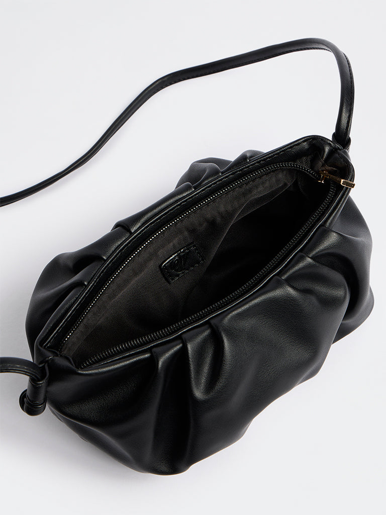 Westside Black Pleated Sling Bag