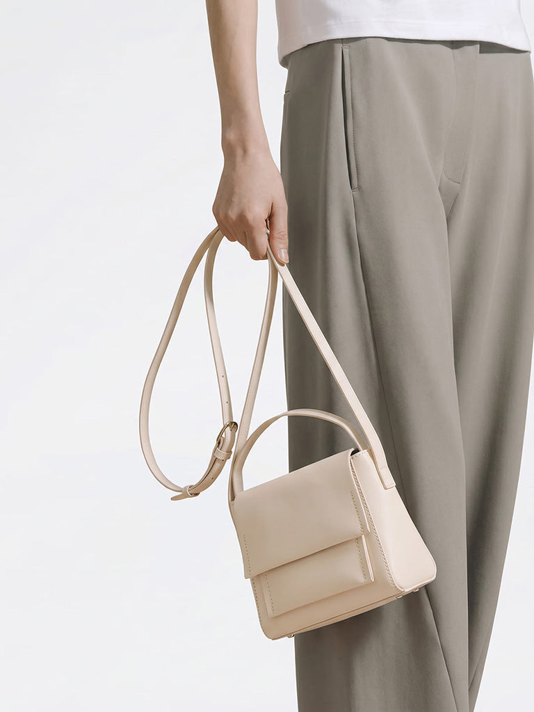 Westside Accessories Off-White Flap Design Crossbody Sling Bag