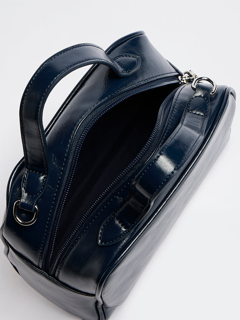 Westside Navy Textured Sling Bowling Bag with Pouch
