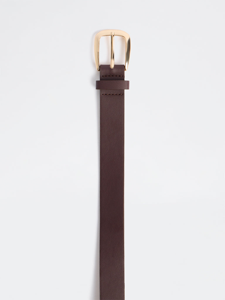 Westside Accessories Dark Brown Gold-Toned Buckle Belt