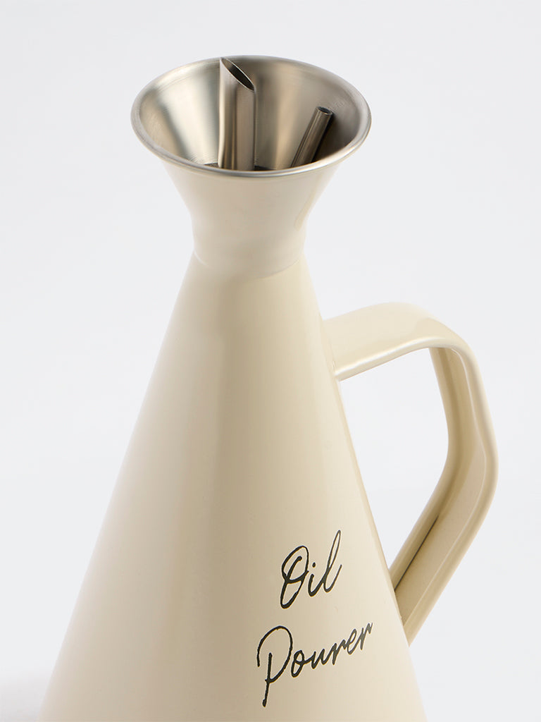 Westside Home Off-White Text Printed Oil Pourer