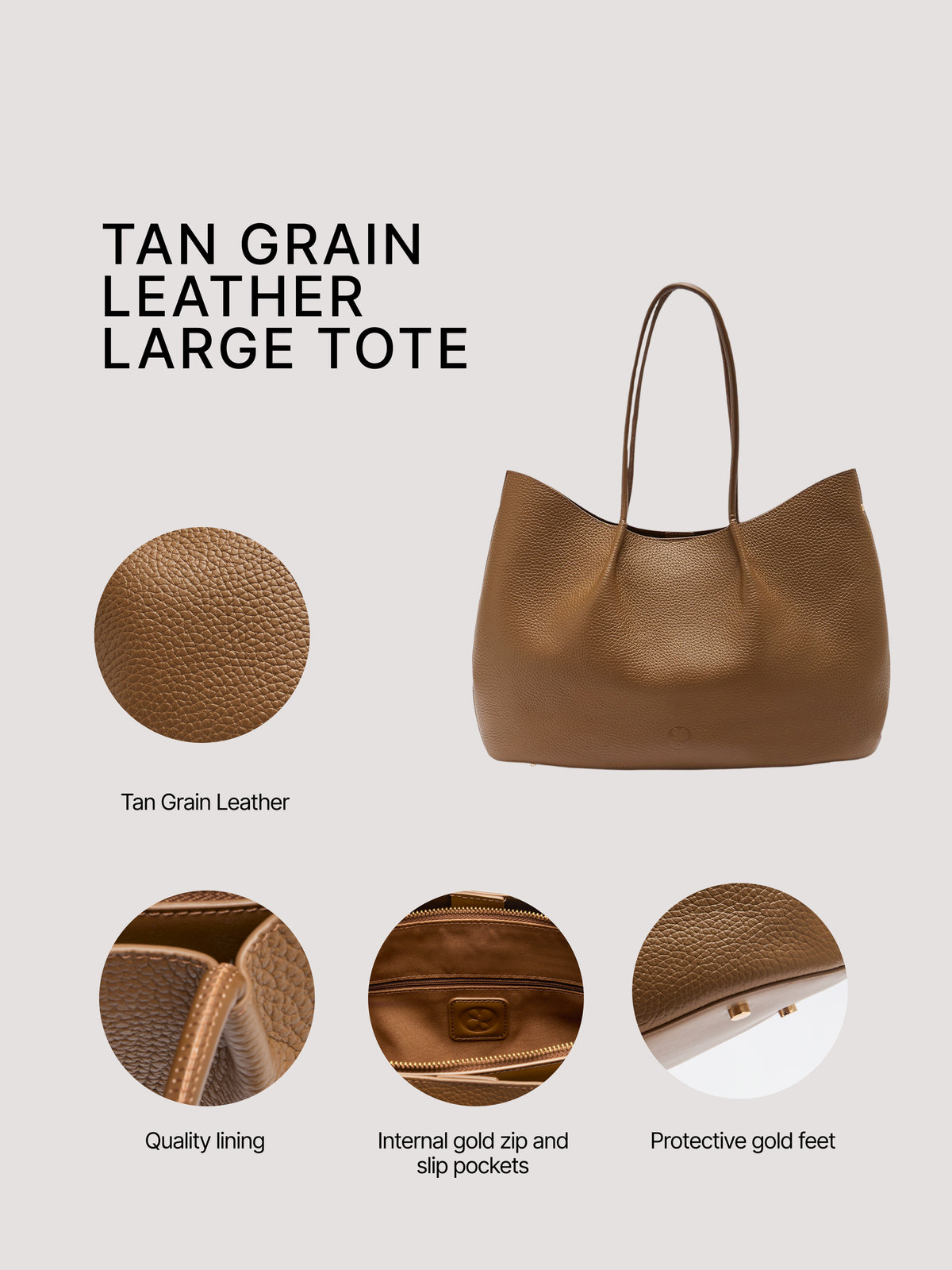 Belle Grain Leather Large Tote