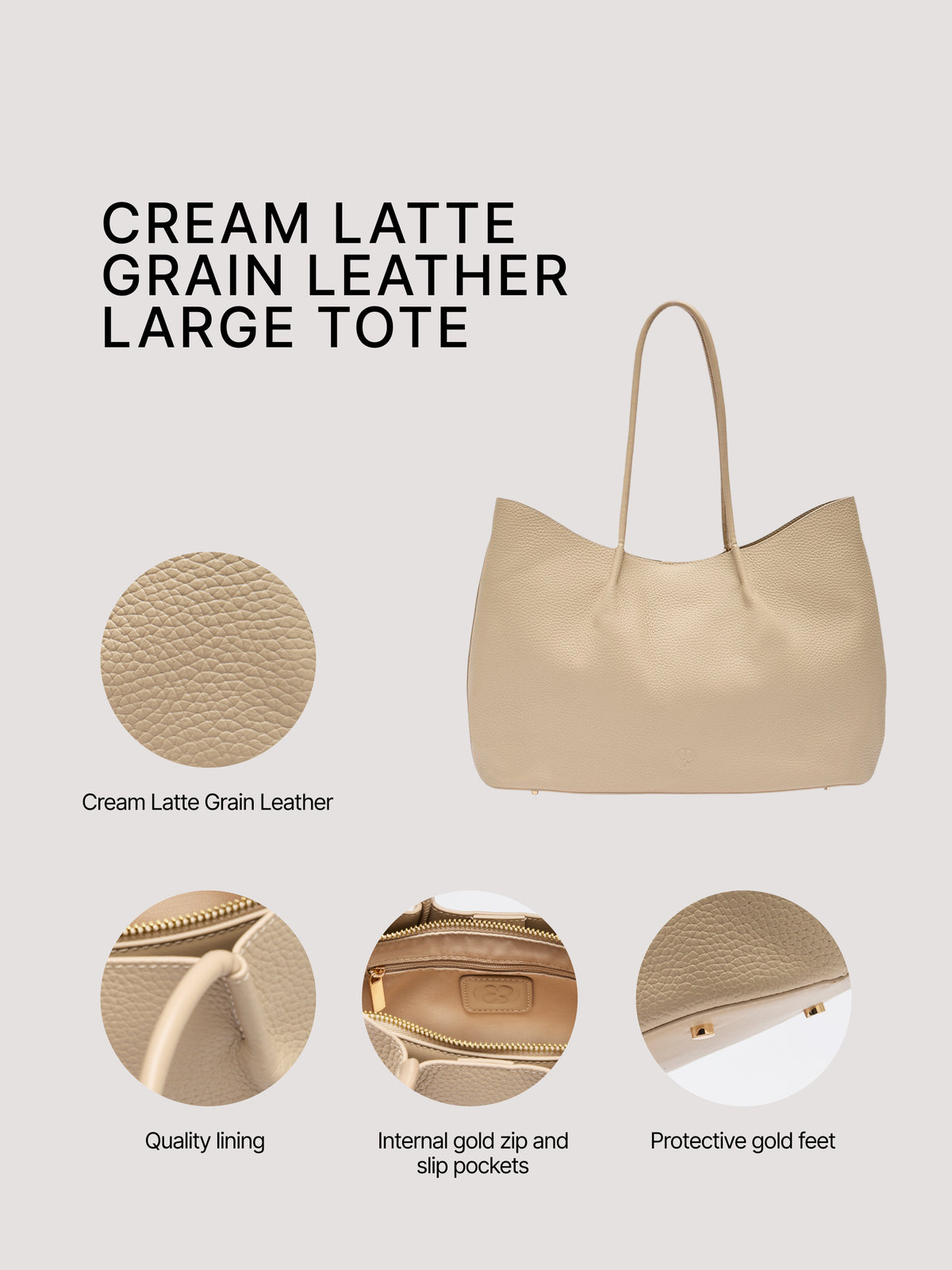 Belle Grain Leather Large Tote