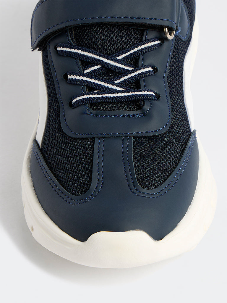 Yellow Navy Mesh Detailed Lace-Up Sneakers