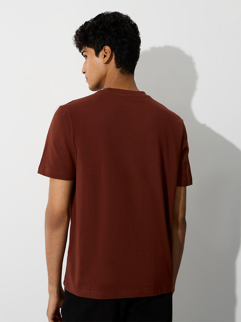 WES Casuals Rust Relaxed-Fit Cotton T-Shirt