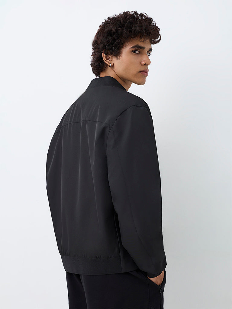 Nuoflexx Black Relaxed-Fit Bomber Jacket