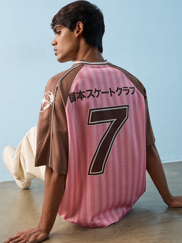 Nuon Pink Text-Printed Oversized T-Shirt
