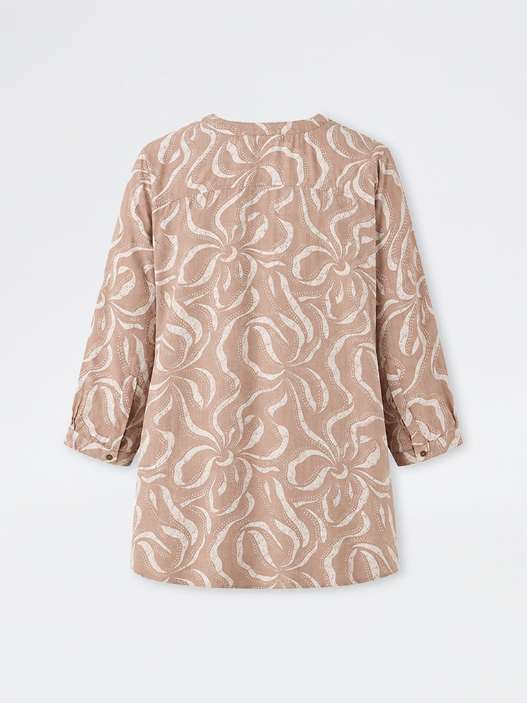 Diza Taupe Floral Printed Tunic