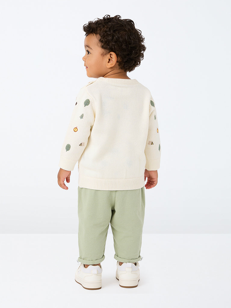 HOP Baby Boys Off-White Camping Embroidered Sweater
