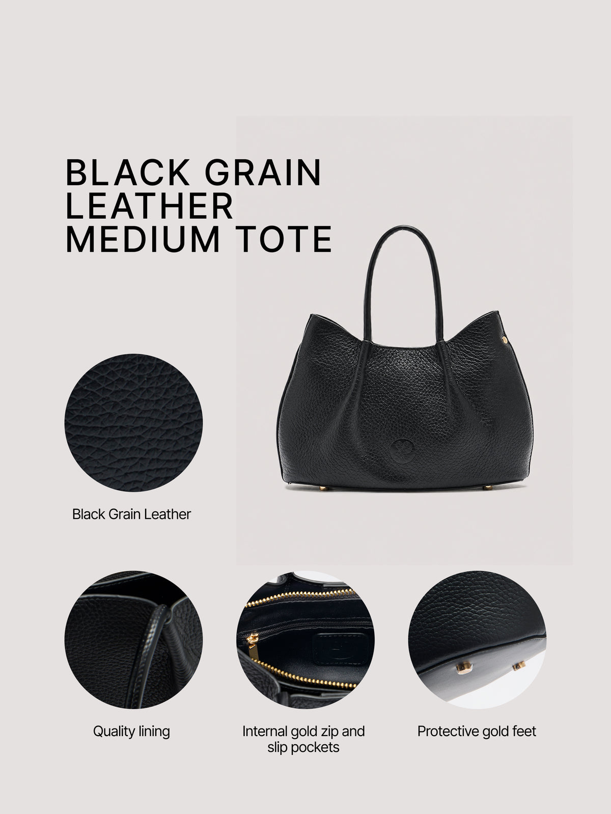Belle Grain Leather Medium Tote