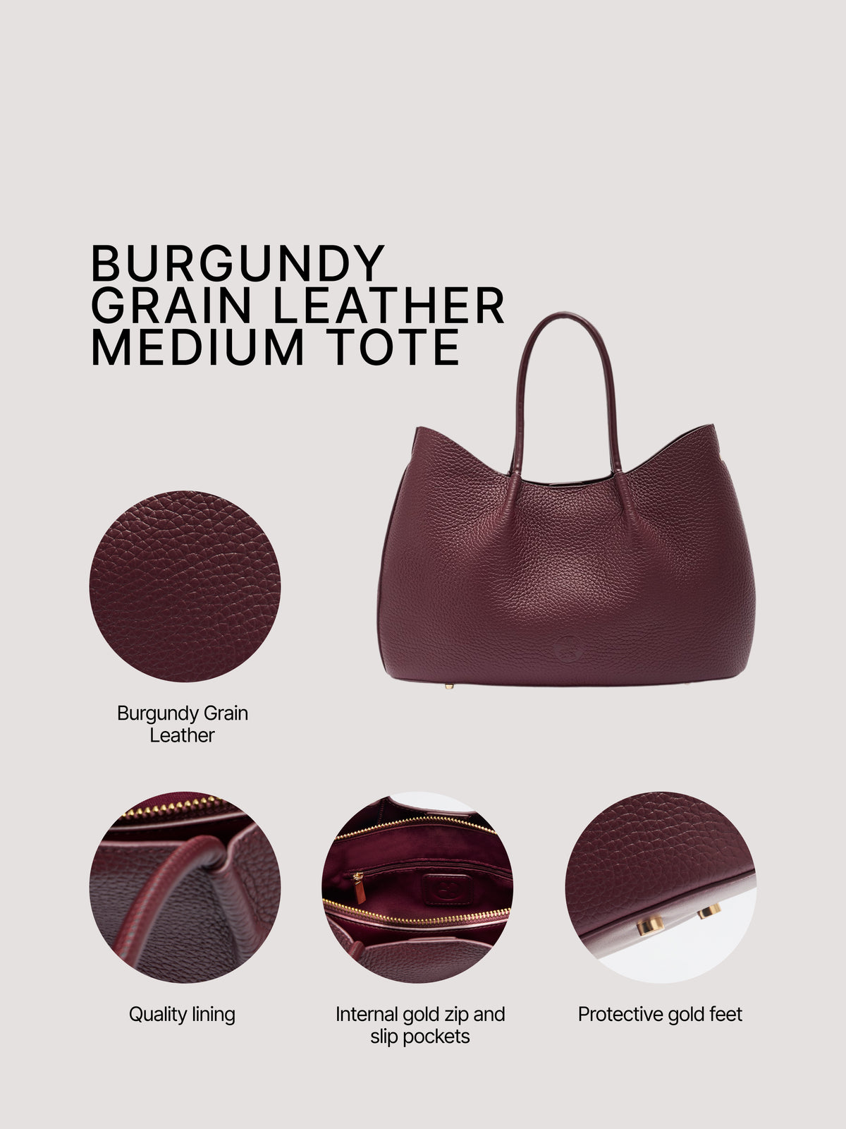 Belle Grain Leather Medium Tote