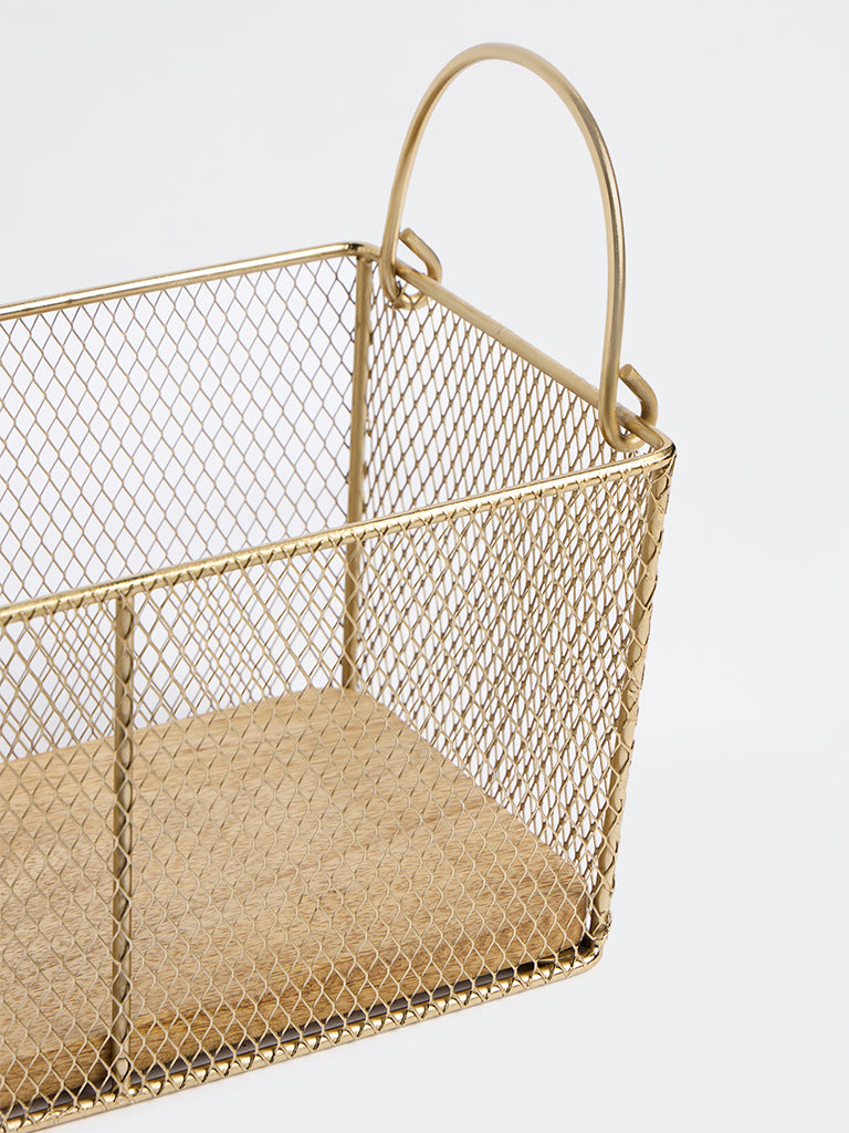 Westside Home Gold Wired Rectangular Fruit Storage Basket