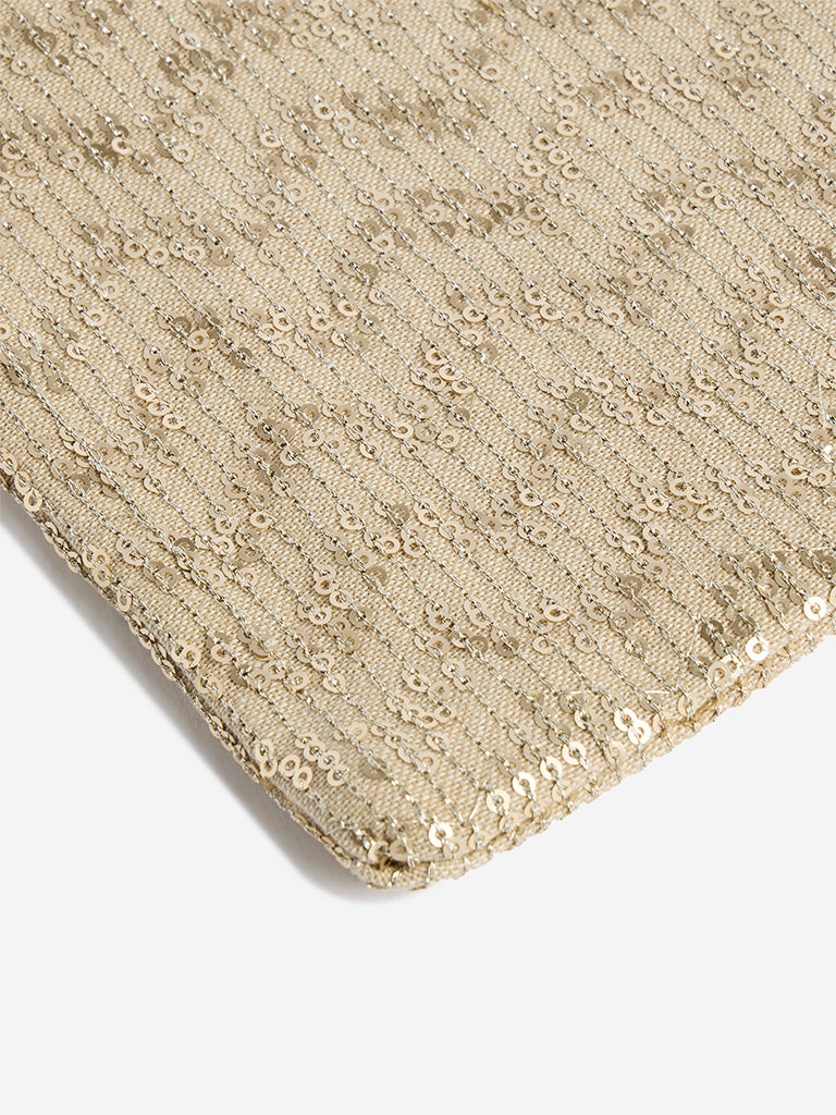 Westside Home Gold Chevron Sequin Embellished Pouch