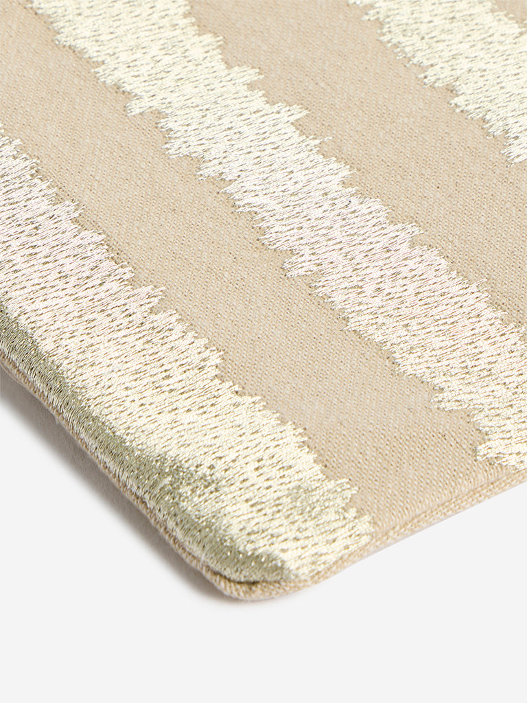 Westside Home Gold Zig Zag Embroidered Pouch