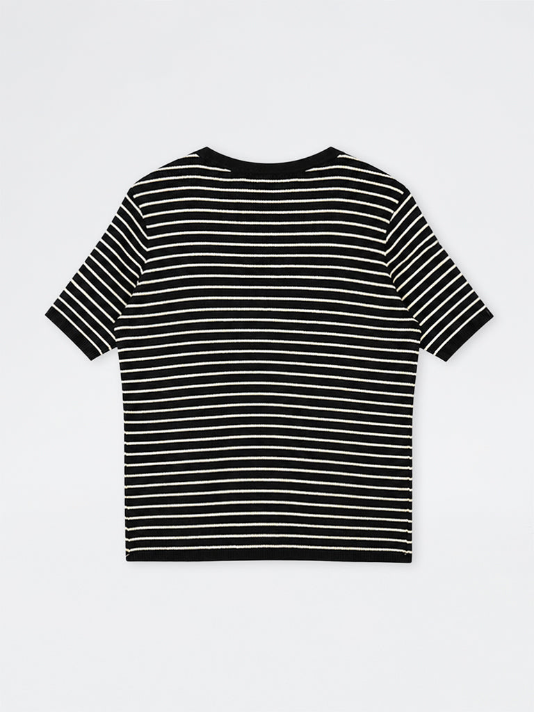 Gia Black Striped Sweater