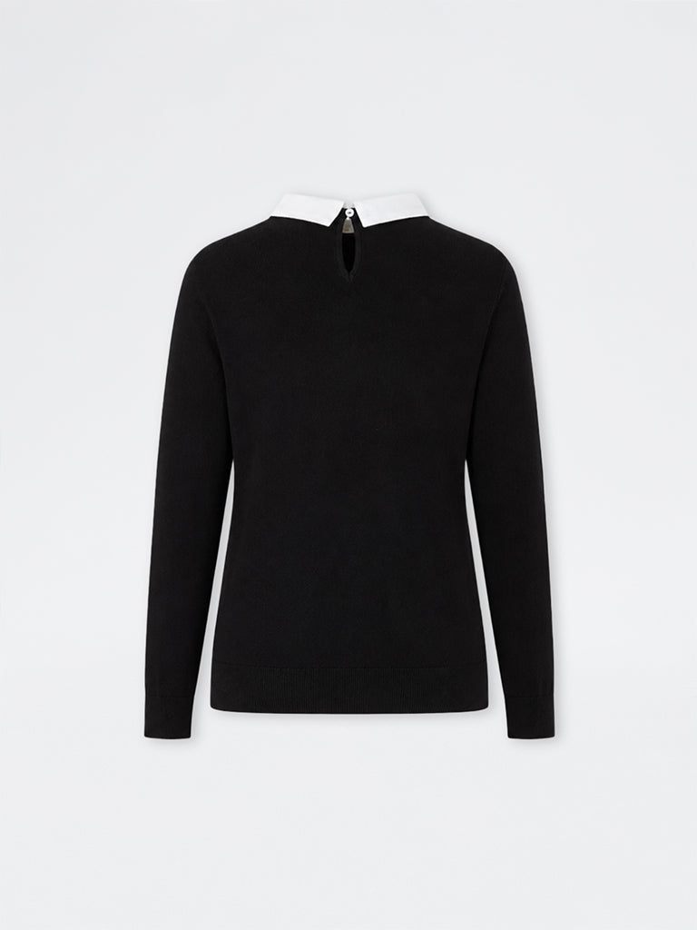 Gia Black Embellished Collared Sweater