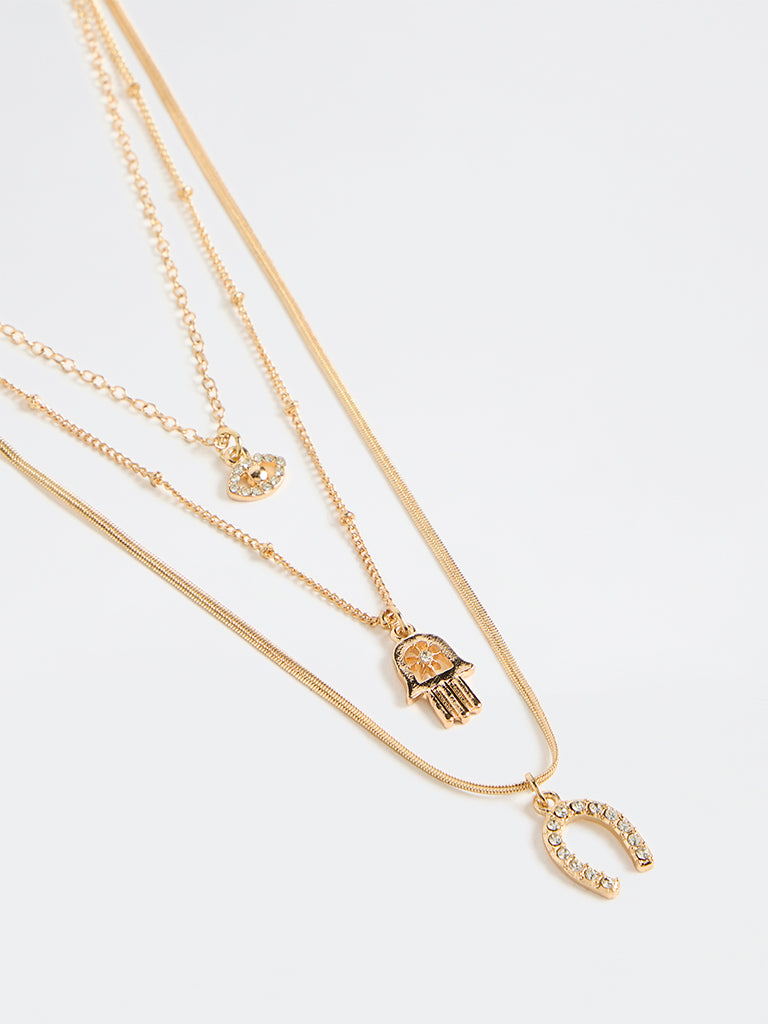 Westside Accessories Gold Layered Pendant Necklaces