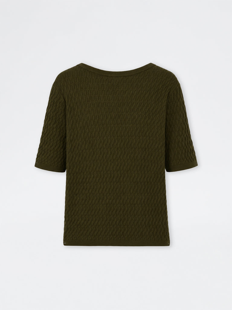 Gia Olive Knit-Textured Top
