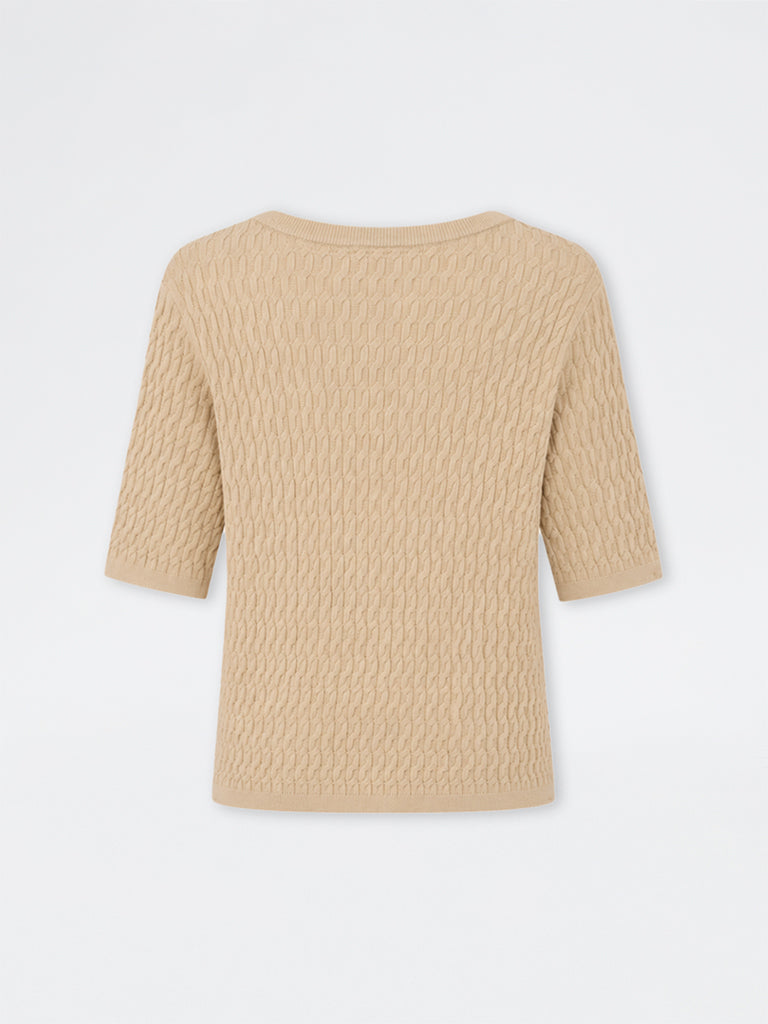 Gia Beige Knit-Textured Top