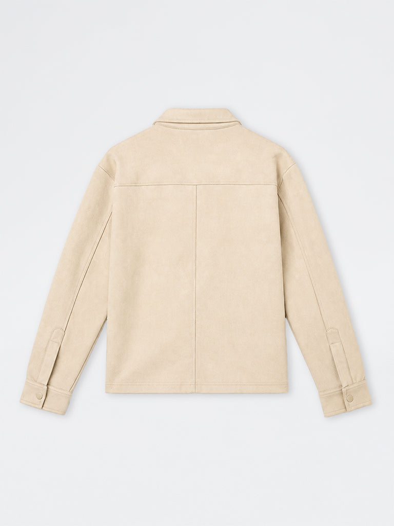 Ascot Light Beige Relaxed-Fit Suede Jacket