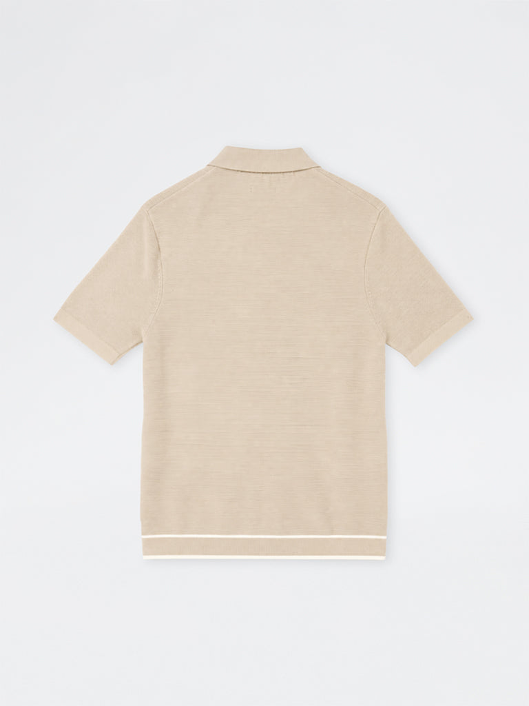 Ascot Beige Contrast-Detailed Relaxed-Fit Cotton-Blend Shirt
