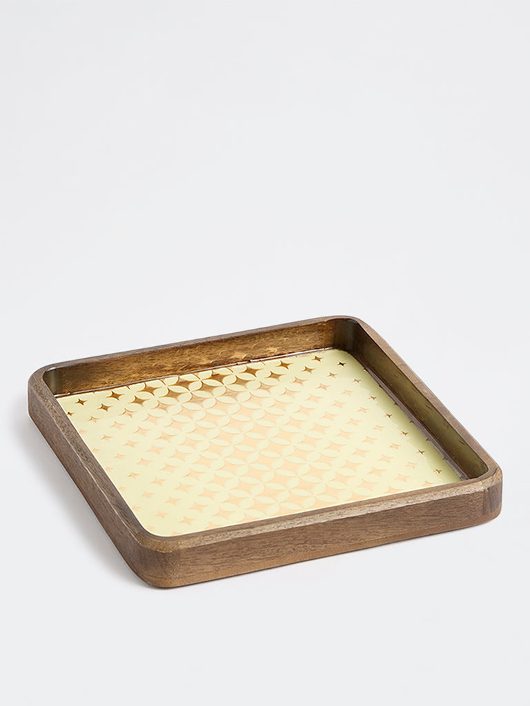 Westside Home Brown and Gold Sparkle Design Serving Tray