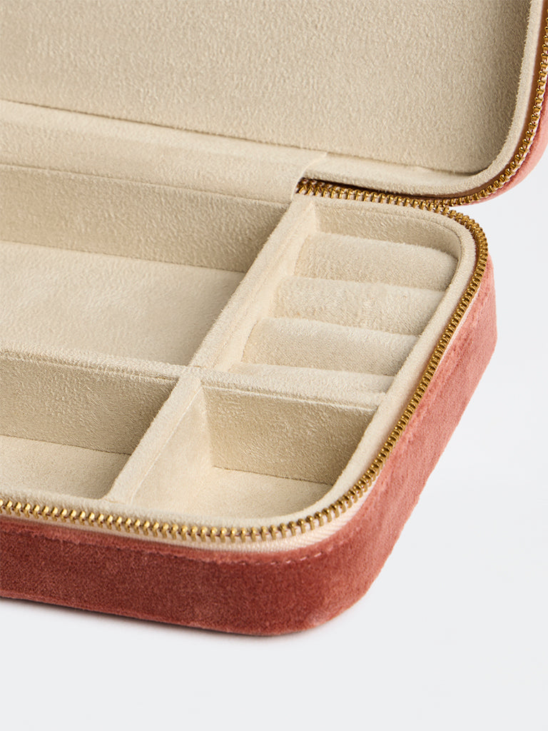 Westside Home Rust Tropical Embroidered Velvet Rectangular Jewellery Box