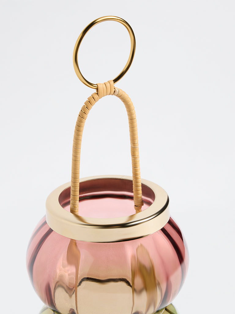 Westside Home Green and Pink Bubble Design Lantern with T-Light