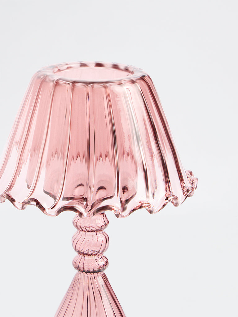 Westside Home Pink Glass Votive Candle Holder with Shade