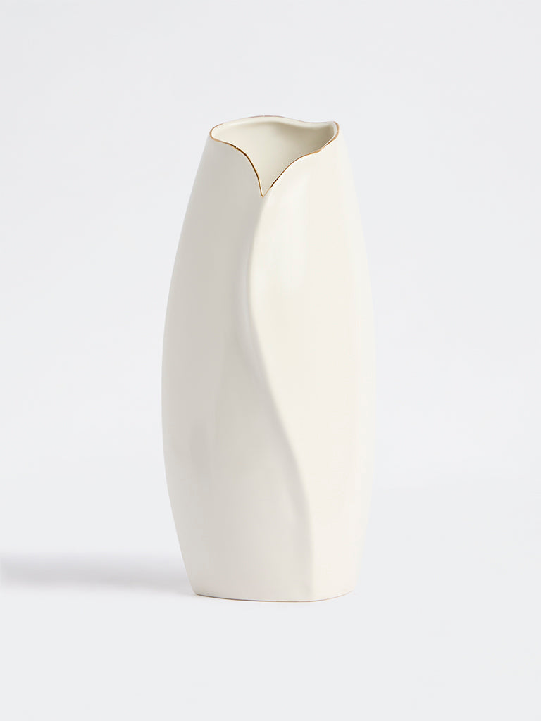 Westside Home Ivory Sculptural Ceramic Vase