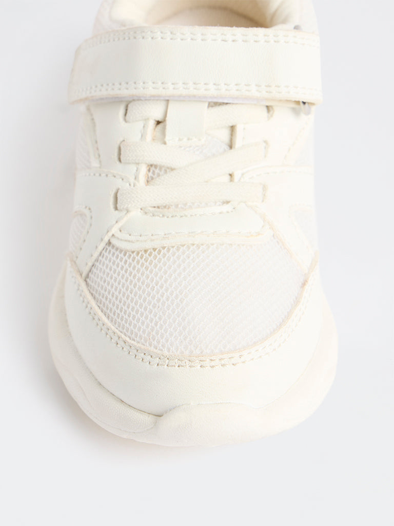 Yellow White Mesh-Detailed Velcro-Strap Sneakers