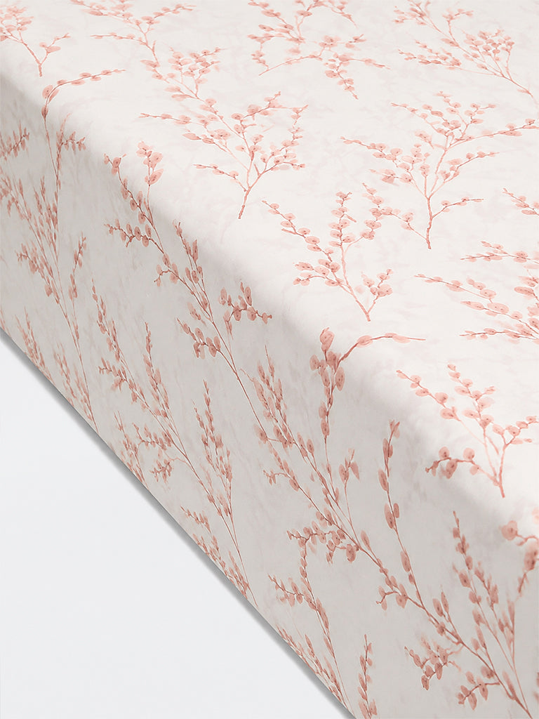 Westside Home Dusty Pink Foliage Printed Queen Bed Sheet Set
