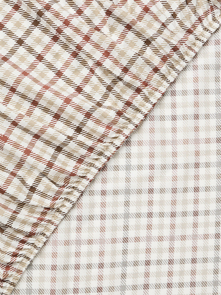 Westside Home Multicolor Checkered Queen Fitted Bed Sheet Set