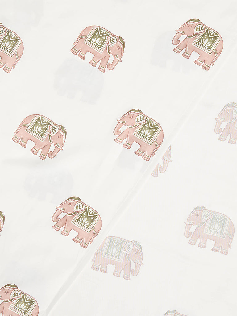 Westside Home Dusty Pink Heritage Elephant Pattern King Bed Sheet Set
