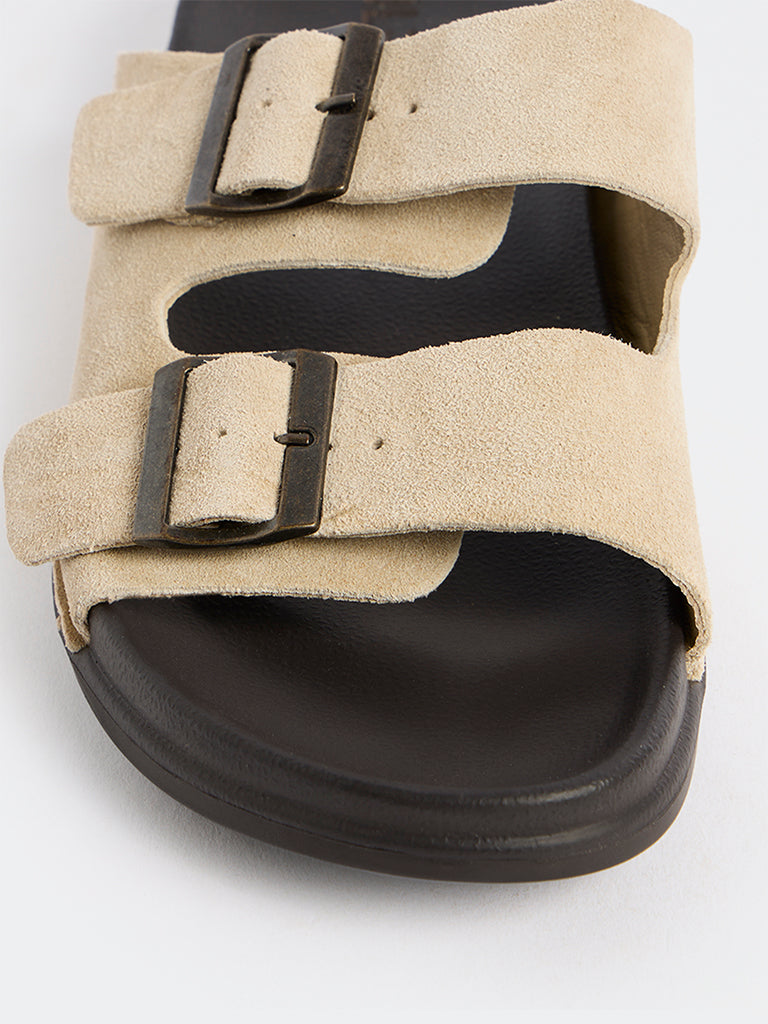 SOLEPLAY Cream Double Strap Suede Sandals