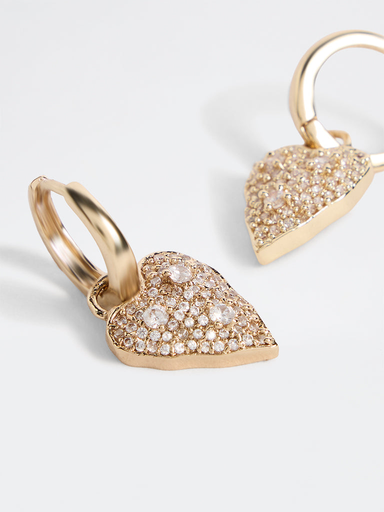 Westside Accessories Gold Embellished Heart Earrings