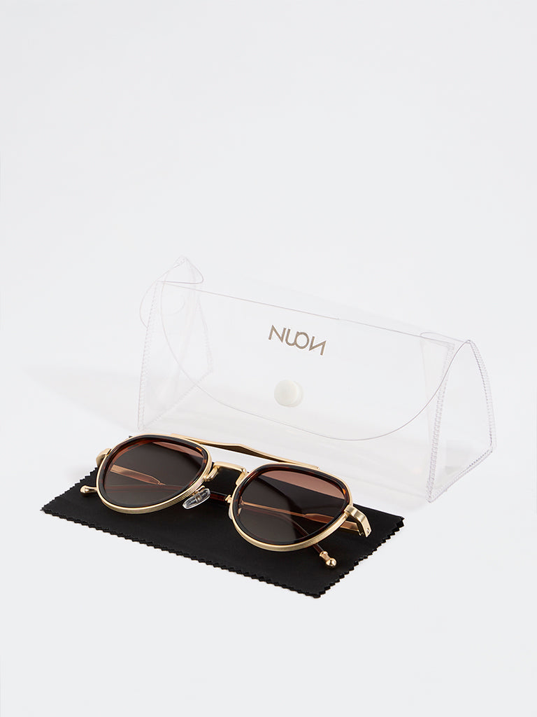 Nuon Brown Printed Metal Frame Sunglasses - Comes with a Pouch and Cleaning Cloth
