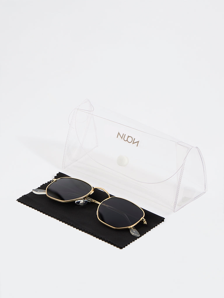 Nuon Black Geometric Sunglasses - Comes with a Pouch and Cleaning Cloth