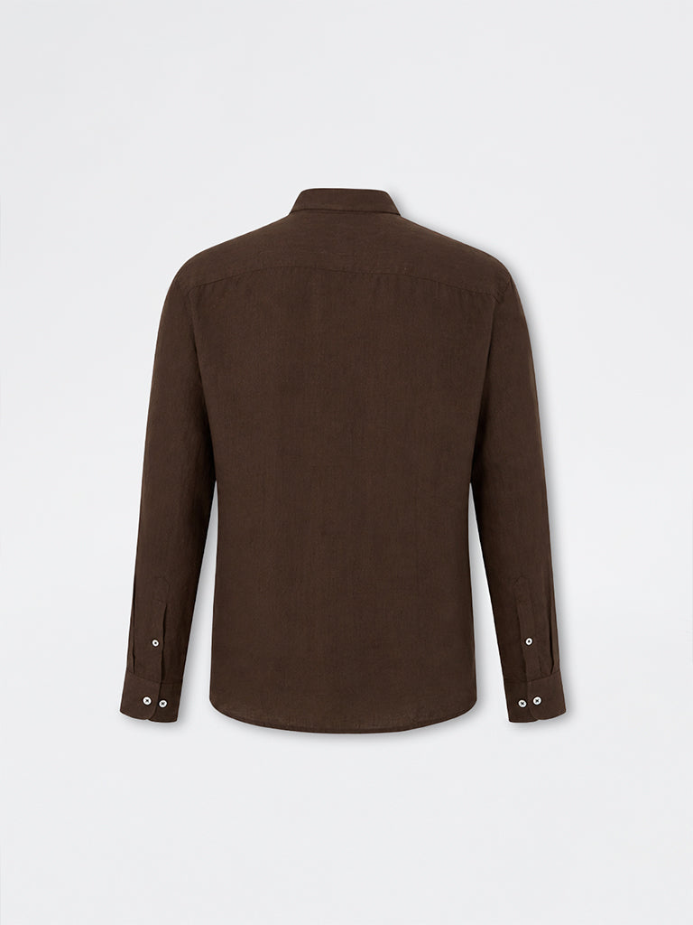 Ascot Dark Brown Relaxed-Fit Linen Shirt