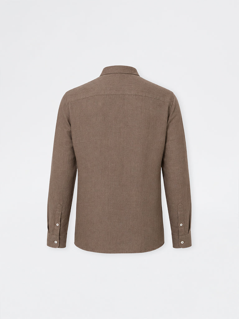 Ascot Dark Taupe Solid Relaxed-Fit Linen Shirt