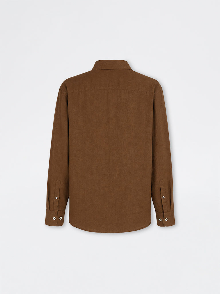 Ascot Brown Solid Relaxed-Fit Linen Shirt