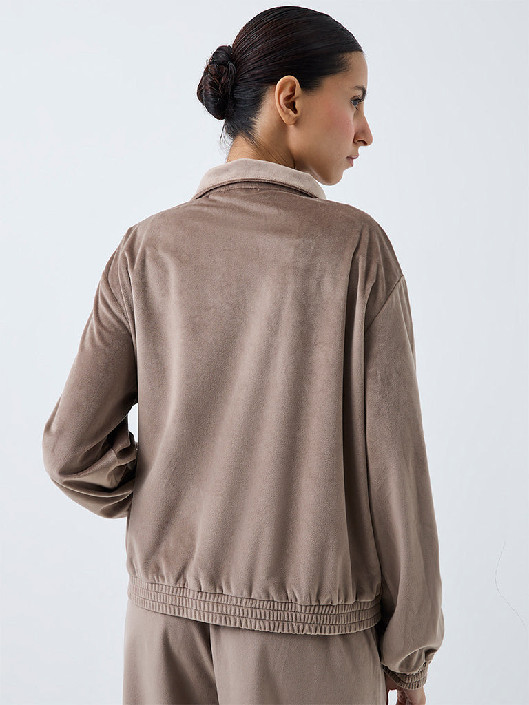 Nuoflexx Brown Solid Suede Jacket