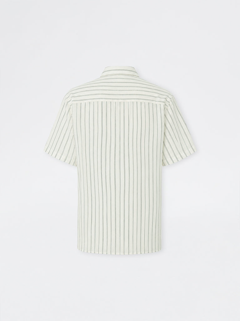 Ascot Off-White Striped Relaxed-Fit Linen-Blend Shirt