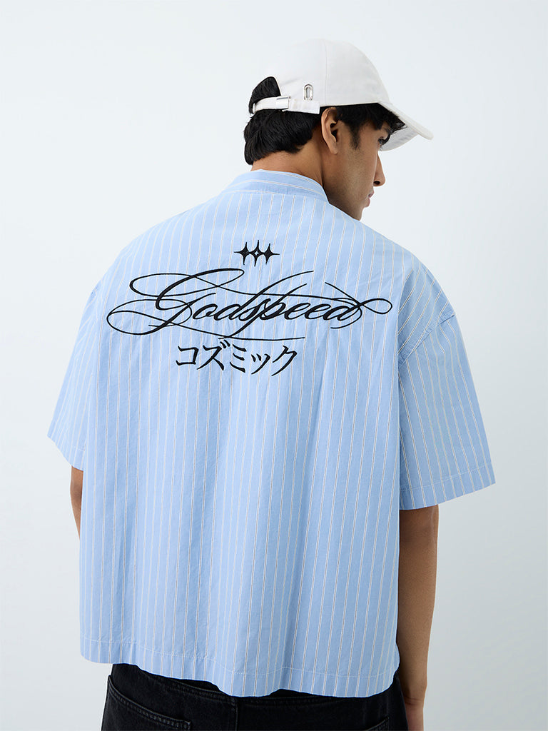 Nuon Brown Striped Boxy-Fit Cotton Shirt