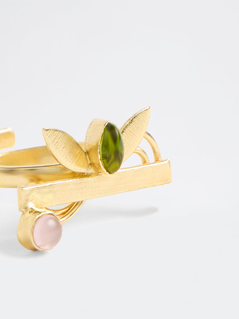 Westside Accessories Gold Leaf Design Statement Ring
