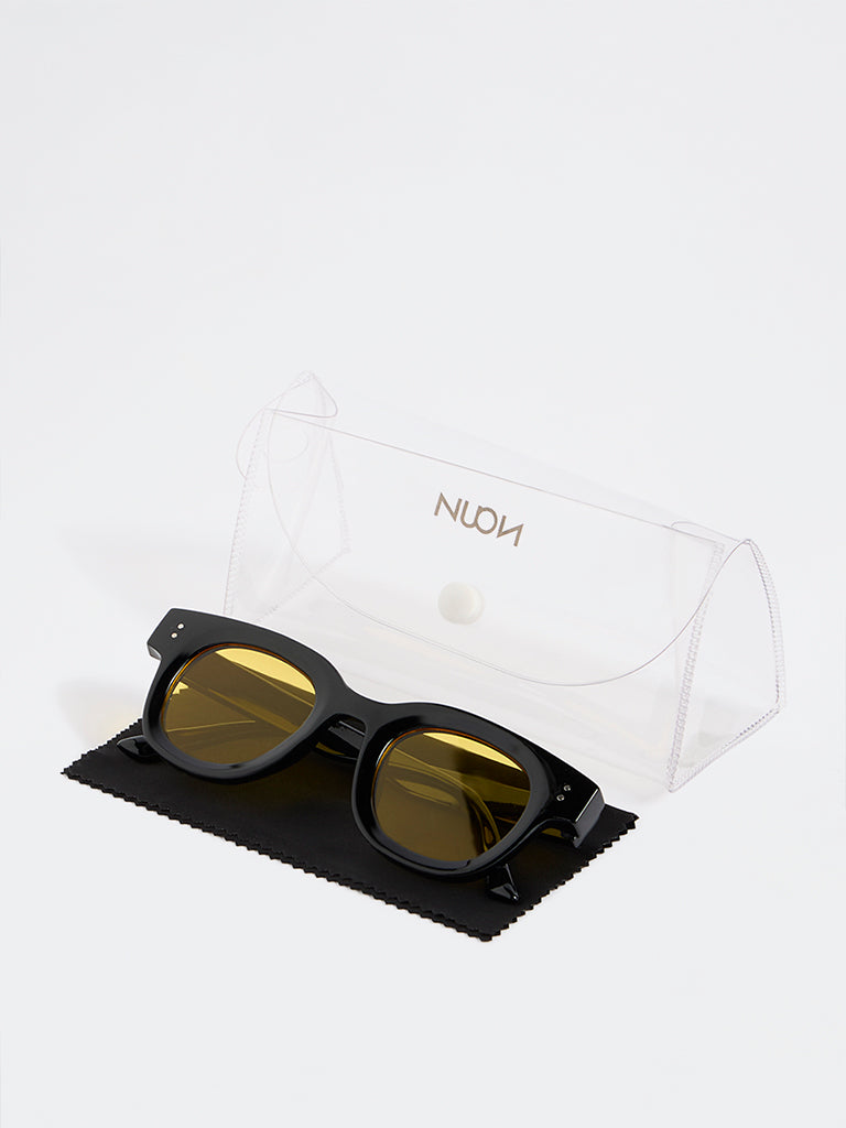 Nuon Black Round Frame Sunglasses - Comes with a Pouch and Cleaning Cloth