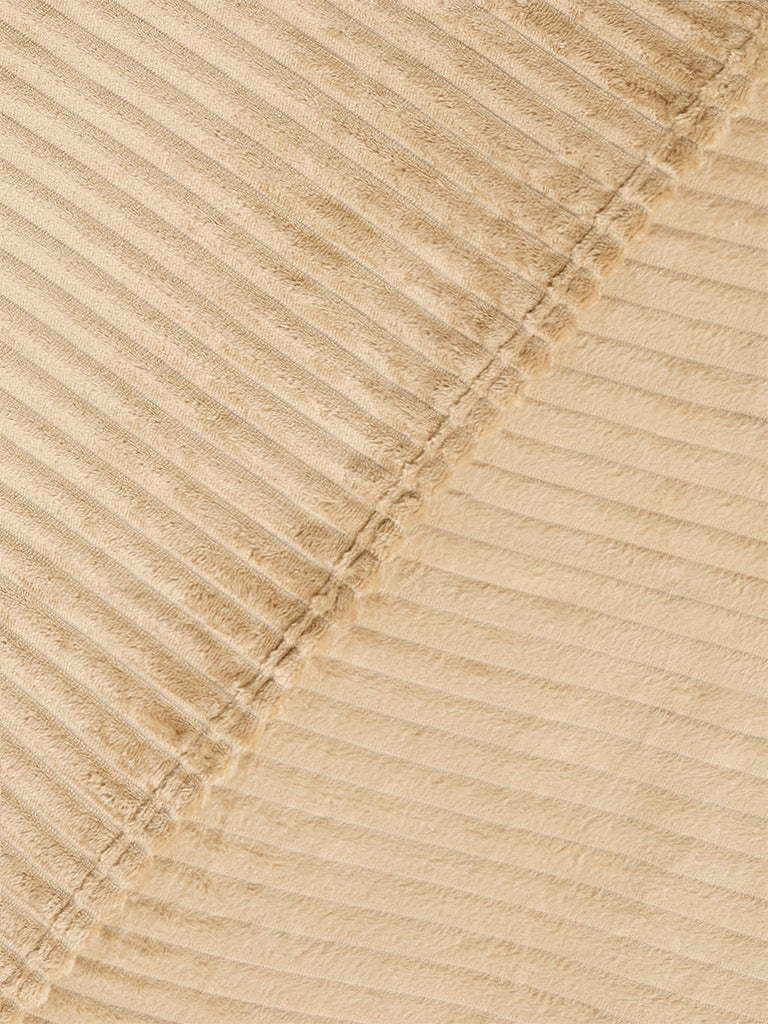 Westside Home Beige Ribbed-Textured Queen Bed Fleece Blanket