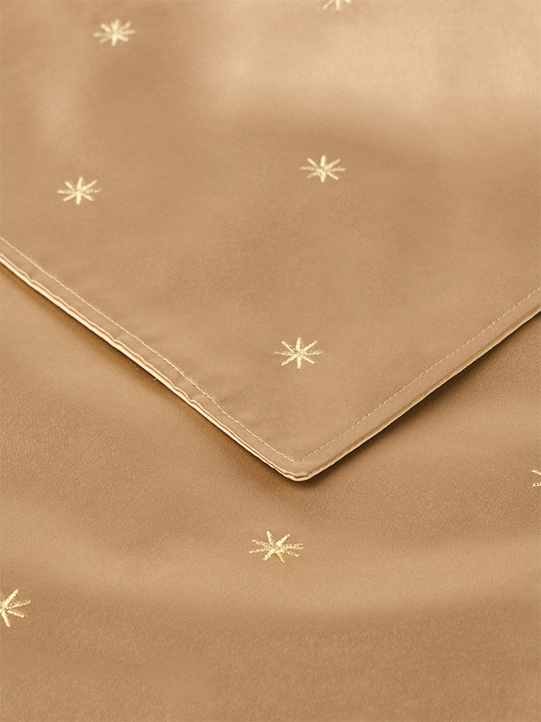 Westside Home Beige Embroidered Satin Table Runner
