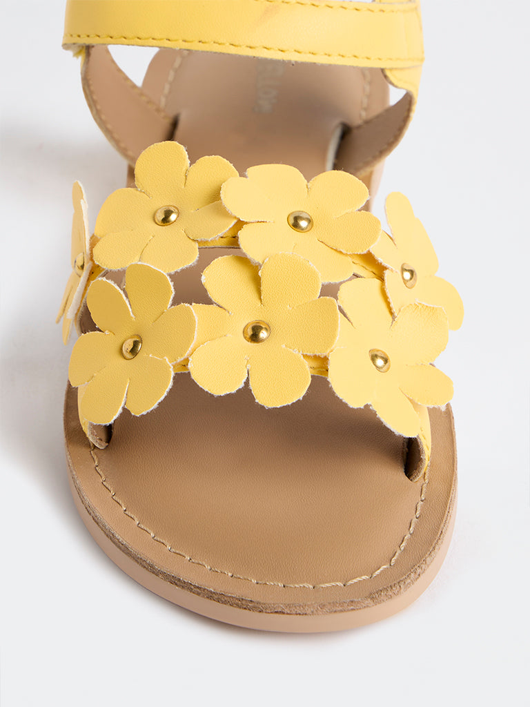 Yellow Yellow Floral Strap Sandals
